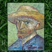 Ensaio sobre Van Gogh, óleo sobre tela. 🌿 [Releirura de "Auto-retrato com chapéu de palha." - Paris, verão de 1887].